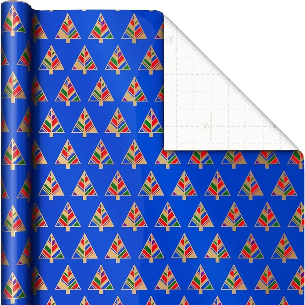 Hallmark Modern Christmas Wrapping Paper with Cutlines on Reverse 3 Rolls 120